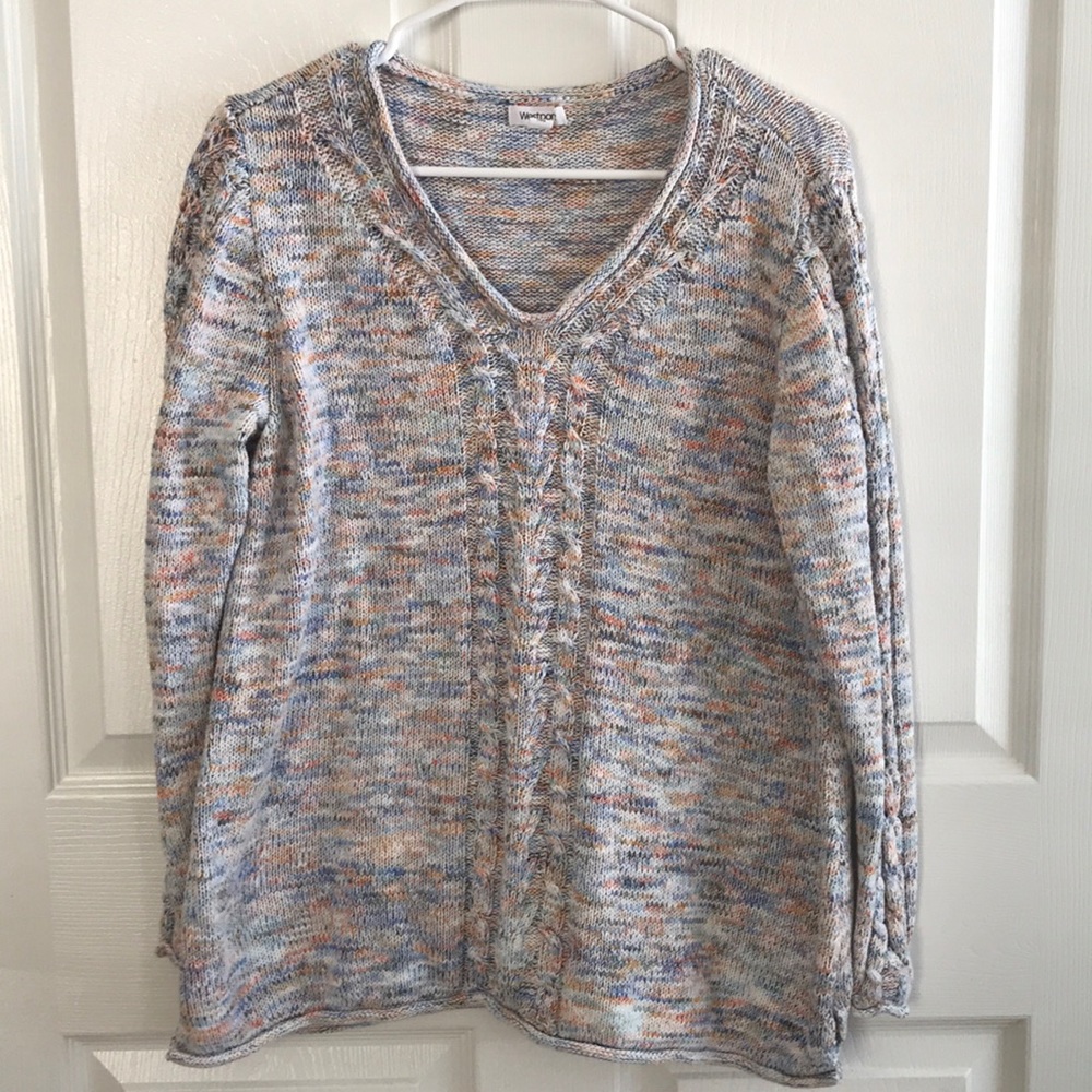 Multi colored v neck sweater